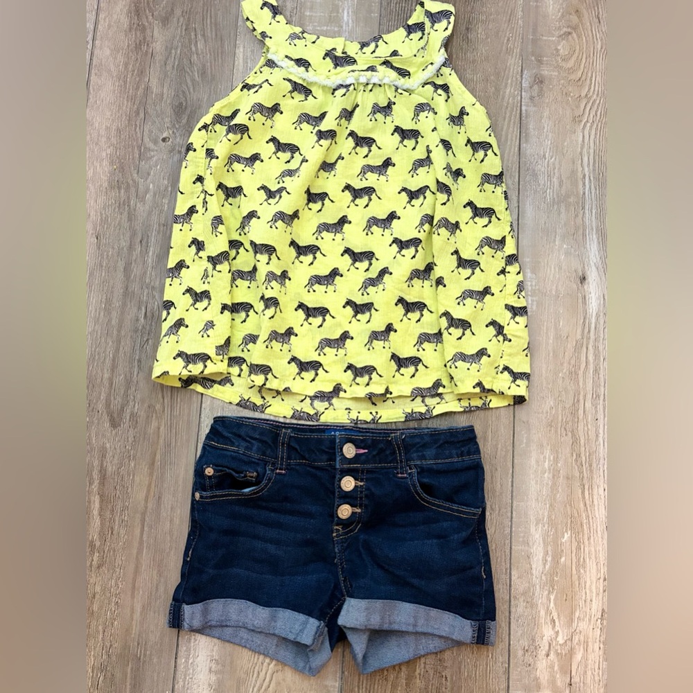 Girls Zebra Print Tank Top Cherokee Size 10/12 Yellow Safari Summer